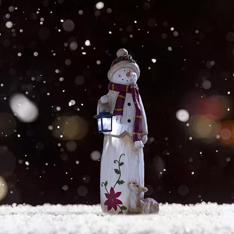 Kerstdecoratie Voor Binnen en Buiten - Sneeuwpop en Kerstman Beeld met Solar Lantaarn