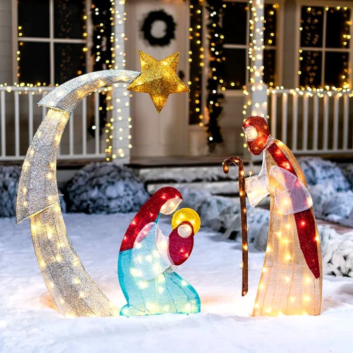 Buiten LED Kerstdecoratie - Weerbestendige Verlichte Kerstscène voor Tuin en Terras