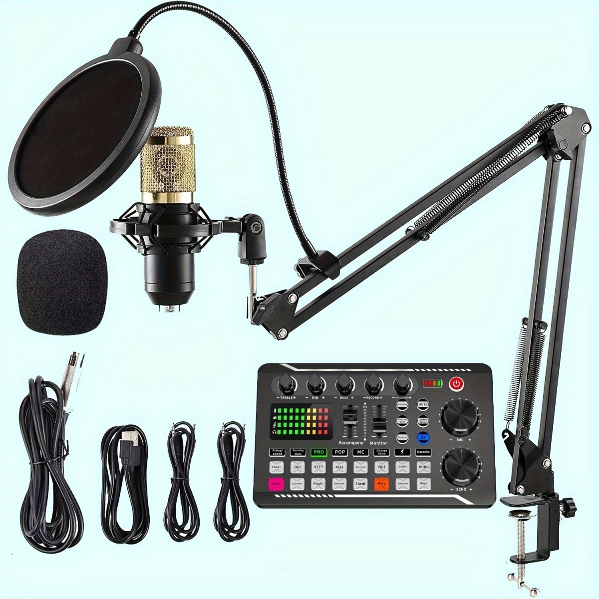 Complete Podcast Microfoon Set met Condensator Microfoon, Mixer en Armstand