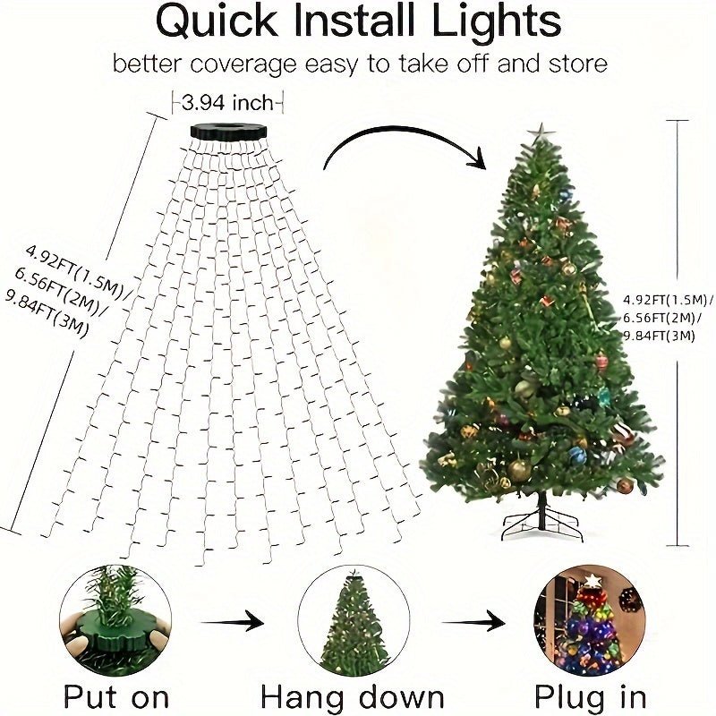 LED Kerstboomverlichting met 8 Lichtmodi - Eenvoudig te Installeren, voor Binnen en Buiten