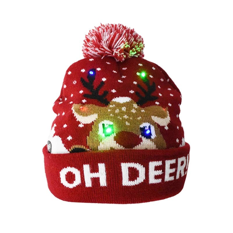 Gebreide Kerstmis Muts - Beanie met LED Lichtjes