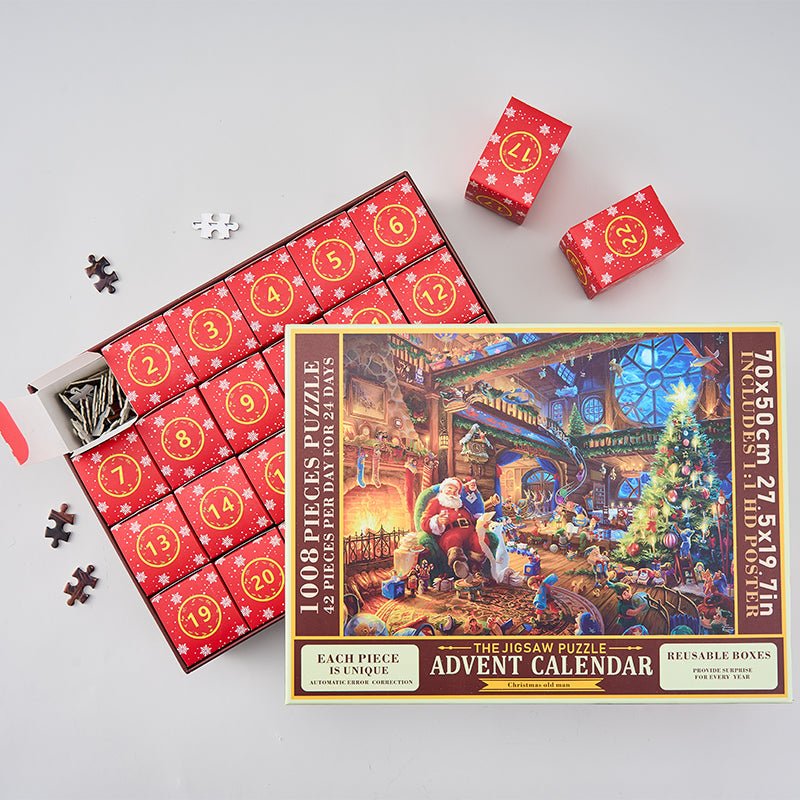 PuzzleJoy™ Adventskalender 2024 – Puzzelen tot Kerstmis met 1008 Stukjes