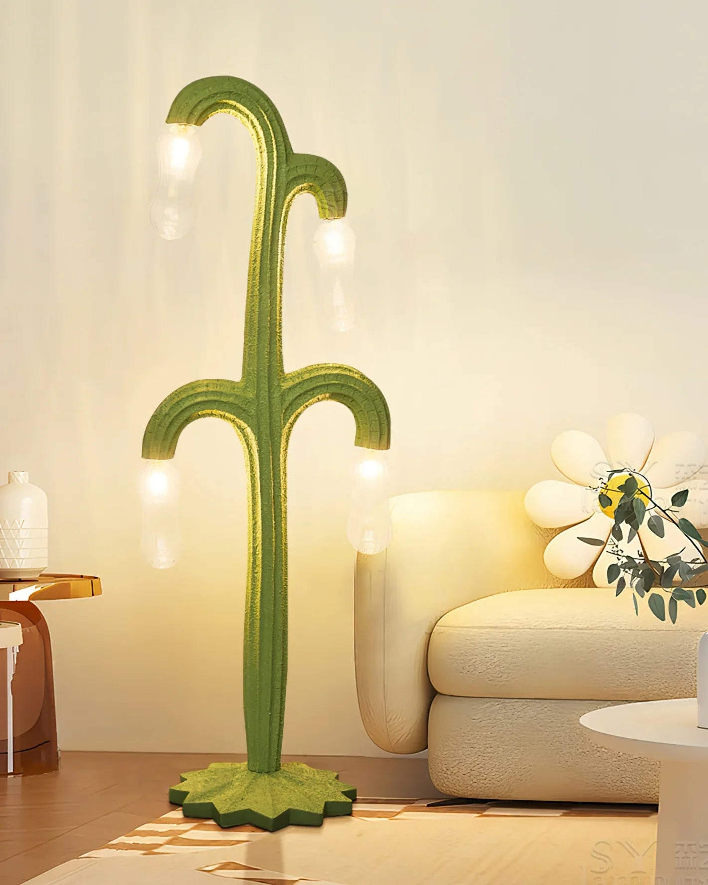 Cactus Vloerlamp - Unieke Resin Designlamp met Natuurlijke Bloemachtige Gloed