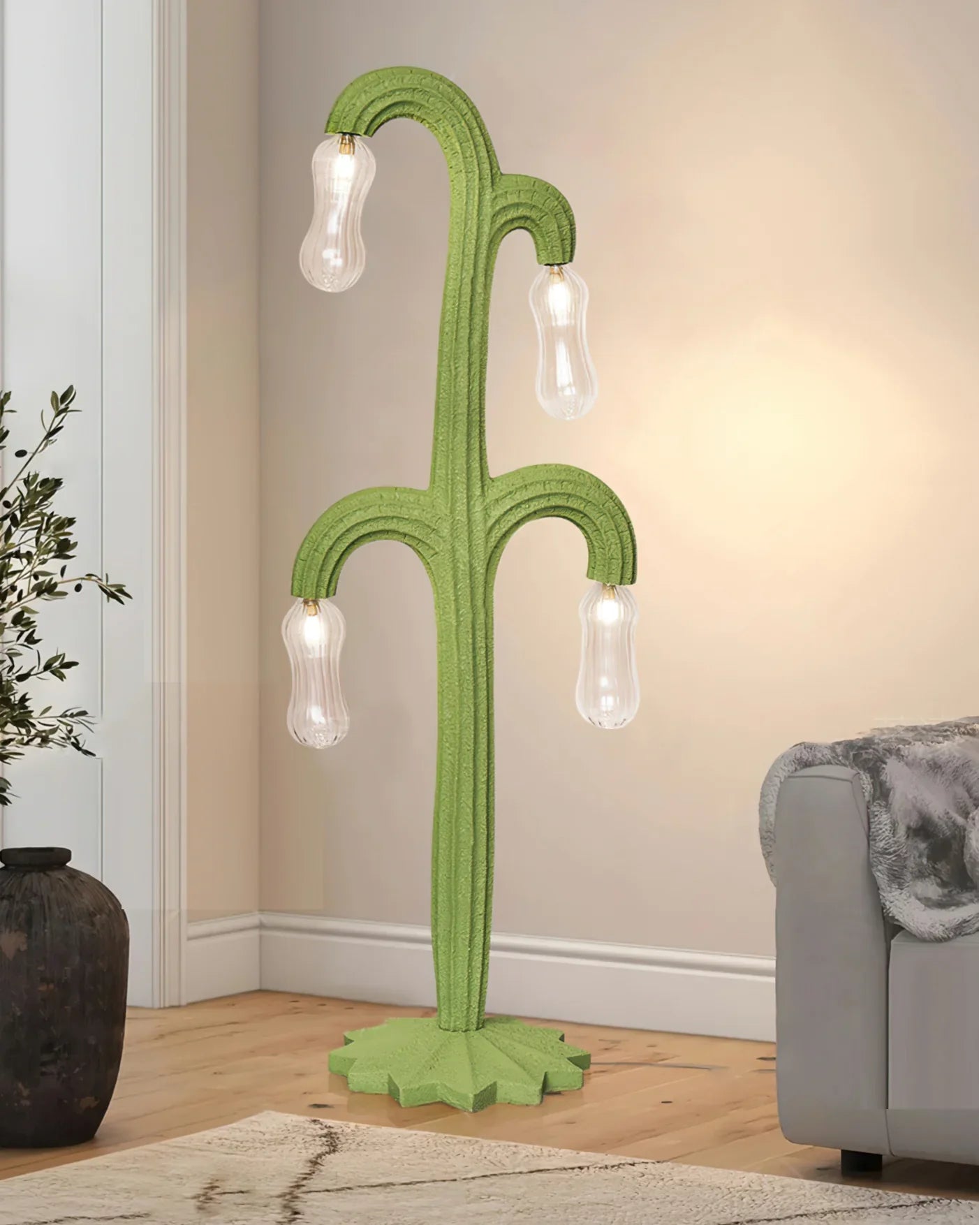 Cactus Vloerlamp - Unieke Resin Designlamp met Natuurlijke Bloemachtige Gloed