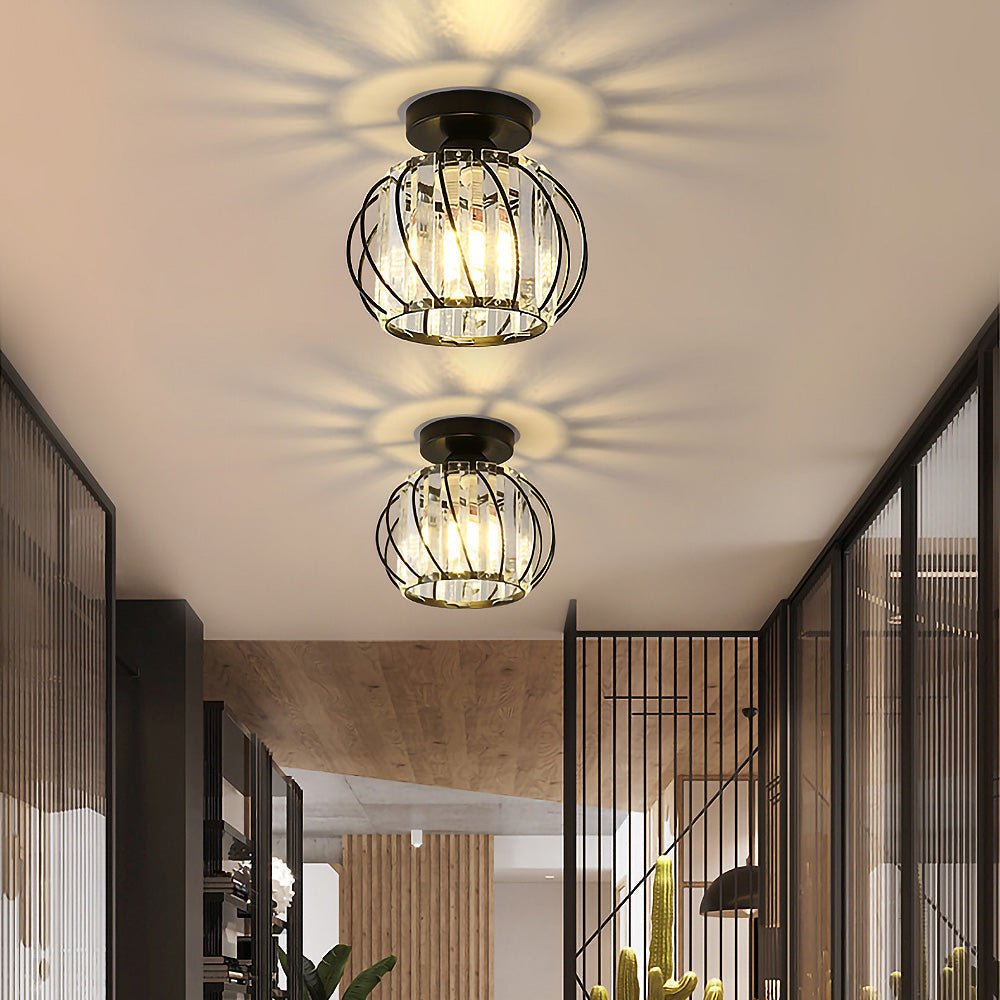 Moderne Zwarte Glazen Plafondlamp - Luxe LED Hall Verlichting voor Hal en Gang