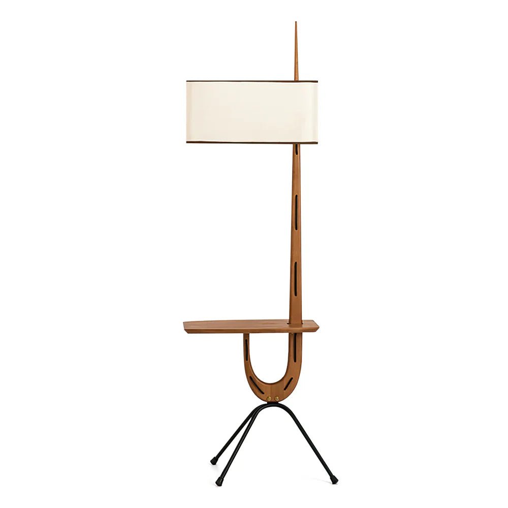 Unieke Giraffe Vloerlamp - Houten Designlamp met Stoffen Kap voor Moderne Interieurs