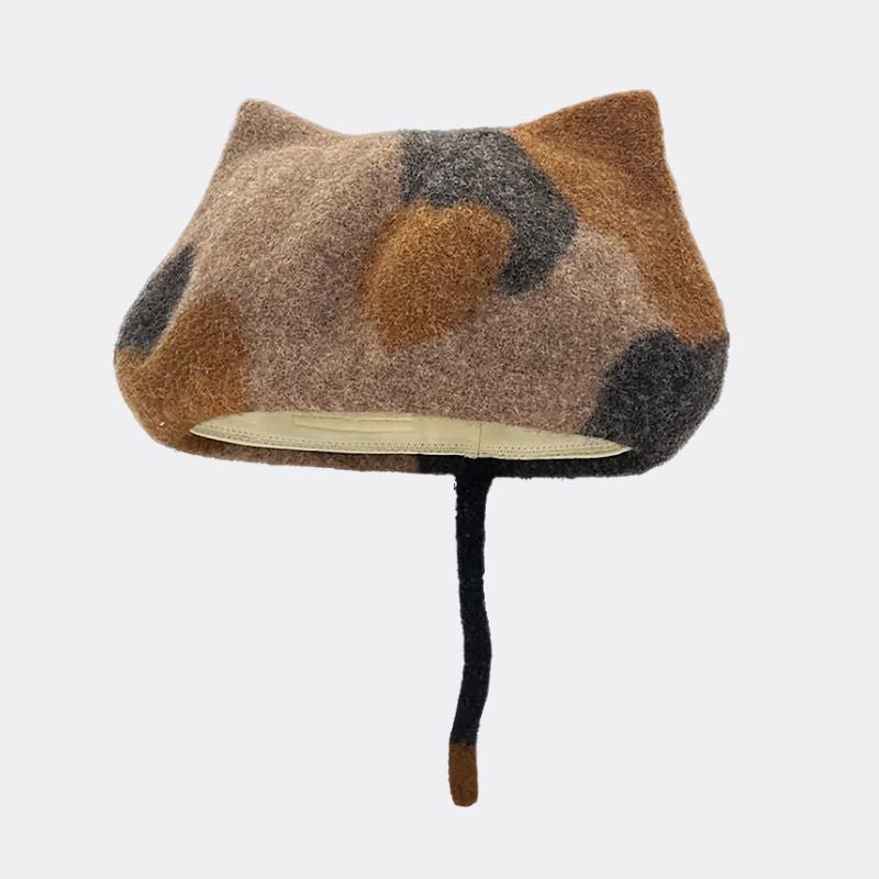 Bellise™ Wolvilten Baret - Elegante Dames Hoed met Speelse Kattenoren