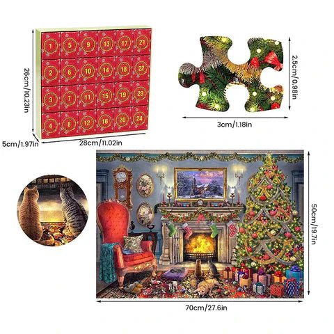 PuzzleJoy™ Adventskalender 2024 – Puzzelen tot Kerstmis met 1008 Stukjes