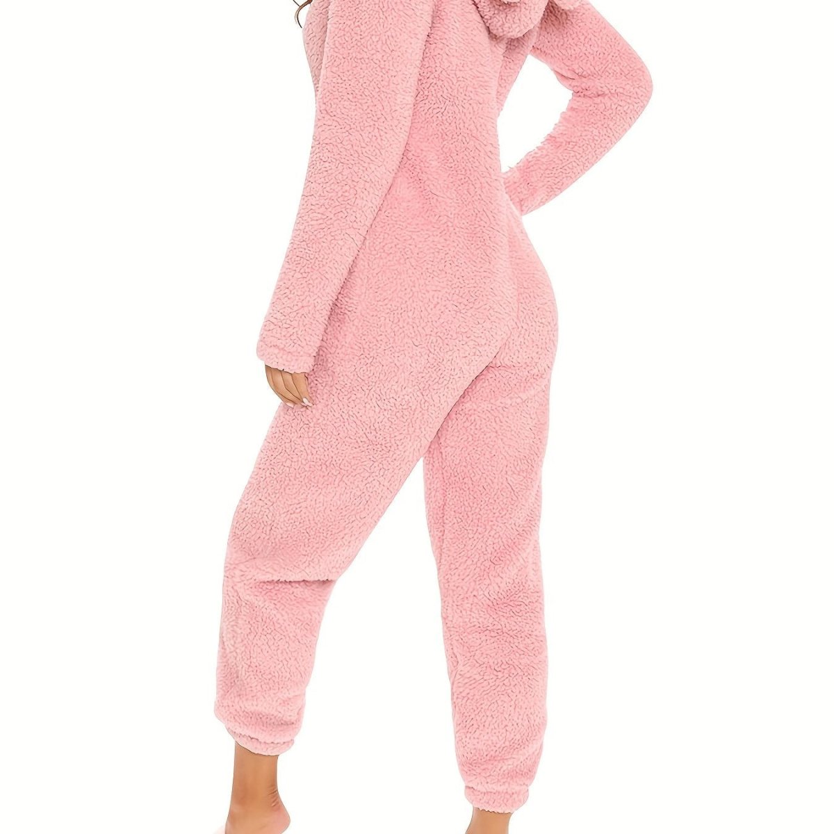 CozyCloud™ Fleece Pyjama Jumpsuit met Capuchon – Zachte Dames Onesie met Lange Mouwen en Rits