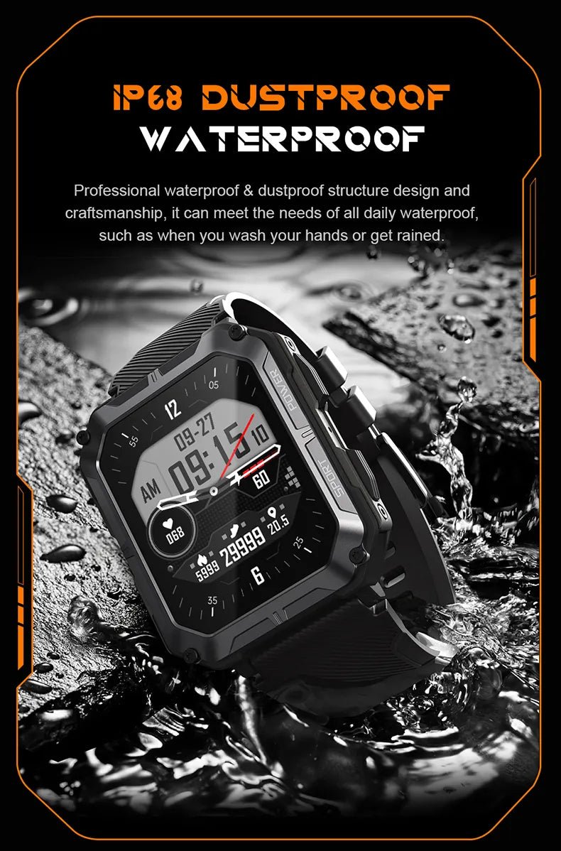 C20 Pro Outdoor Smartwatch – 5ATM Waterdicht, Bellen, Muziek en Bloedzuurstofmonitor