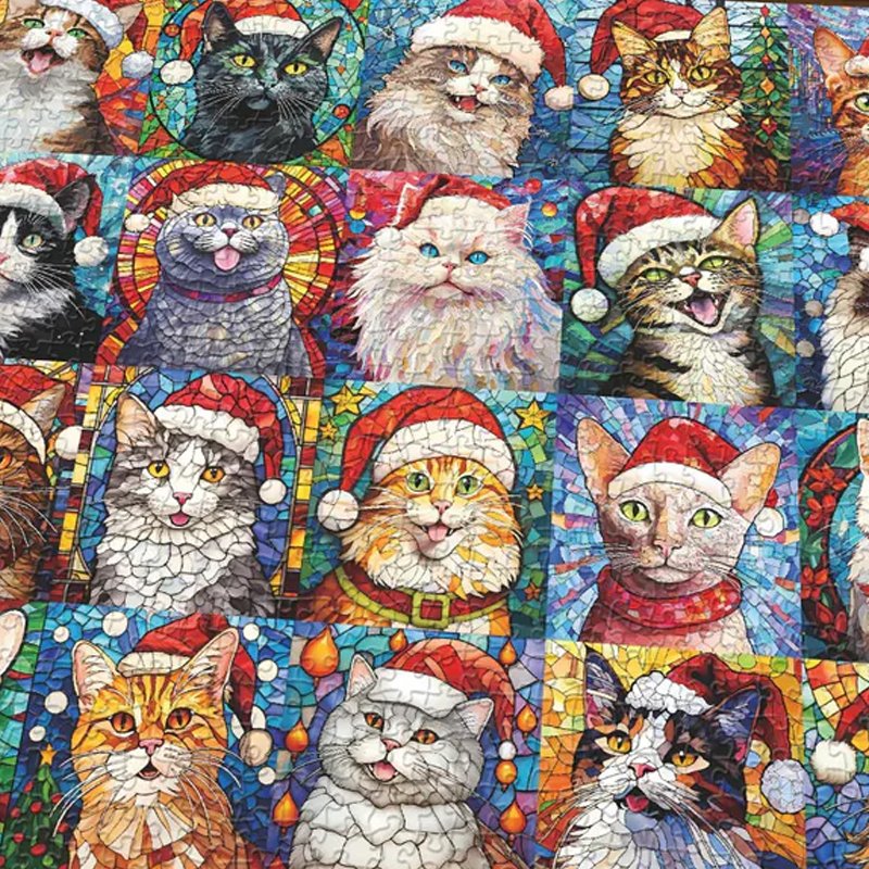 CatPuzzles™ Advent Kalender Puzzel | 1000 Stukjes Kerst Katten