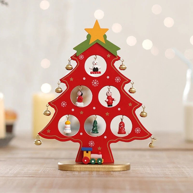 Houten Kerstboom Decoratie | Kerstversiering Voor Bureau en Tafel