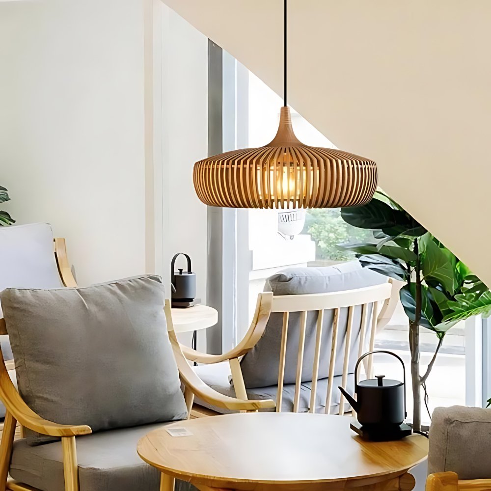 KyotoAura - Houten Plafondlamp in Japandi Stijl