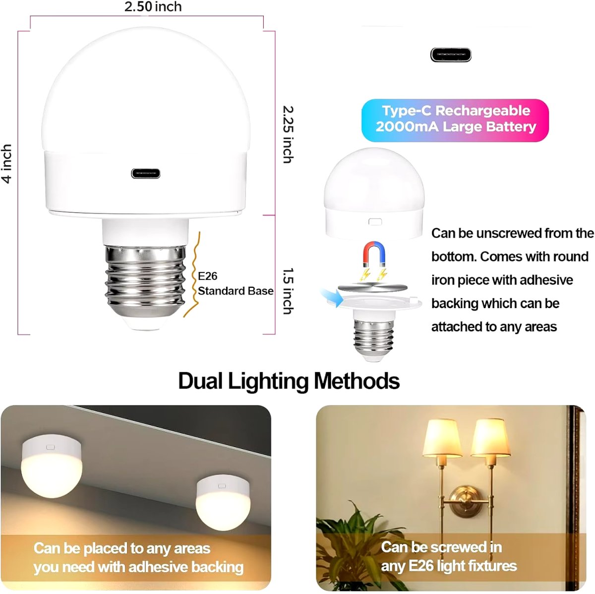 BrightCharge™ Oplaadbare LED Gloeilamp | Dimbaar met 3 Lichtkleuren en Afstandsbediening