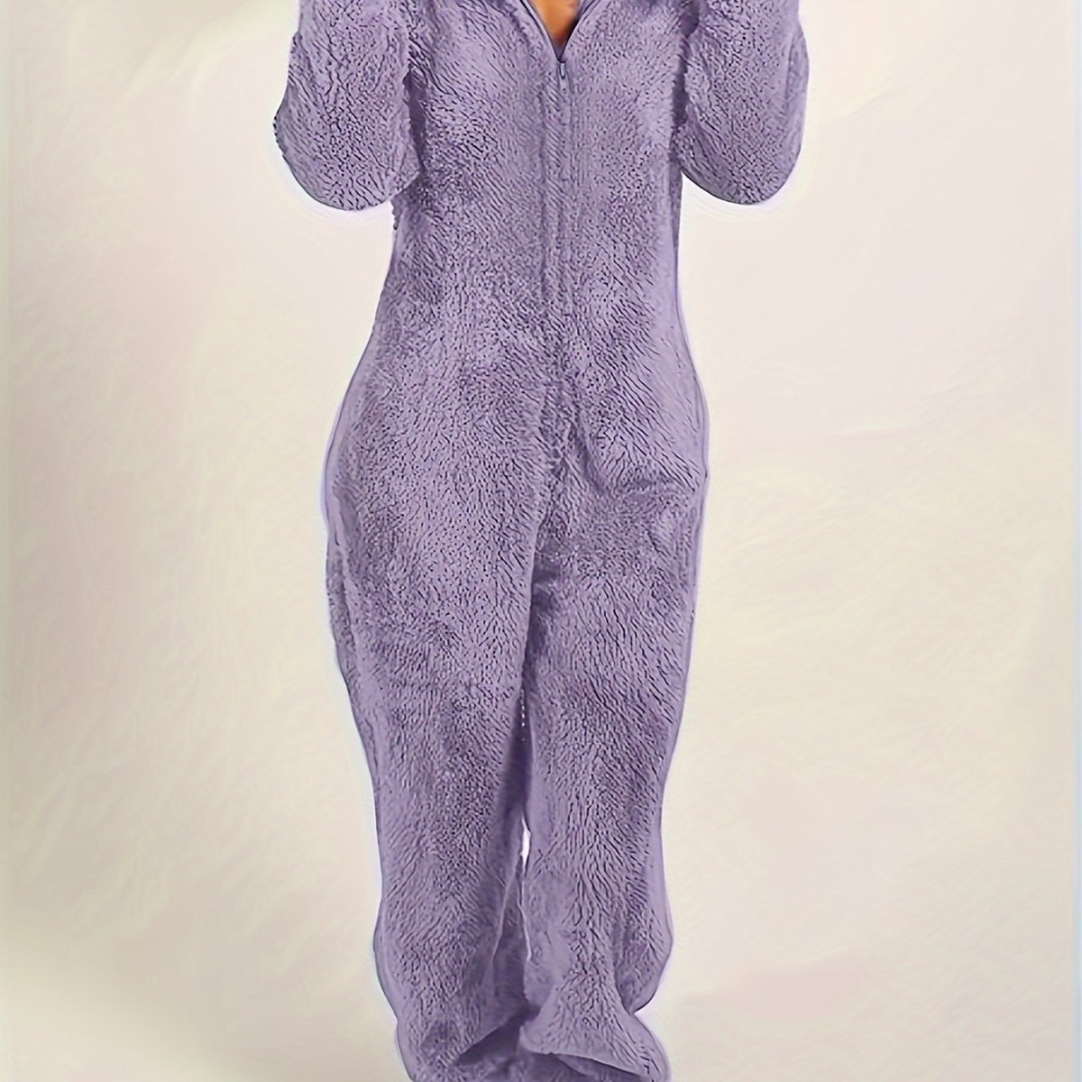 CozyCloud™ Fleece Pyjama Jumpsuit met Capuchon – Zachte Dames Onesie met Lange Mouwen en Rits