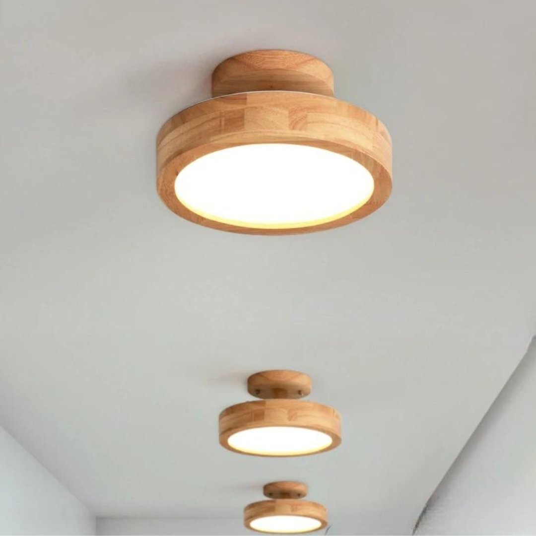 HeraLuxe™ Ronde Plafondlamp - Houten Design met LED Verlichting