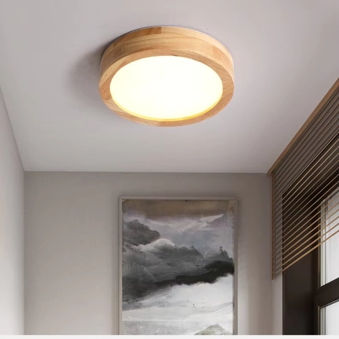 HeraLuxe™ Ronde Plafondlamp - Houten Design met LED Verlichting