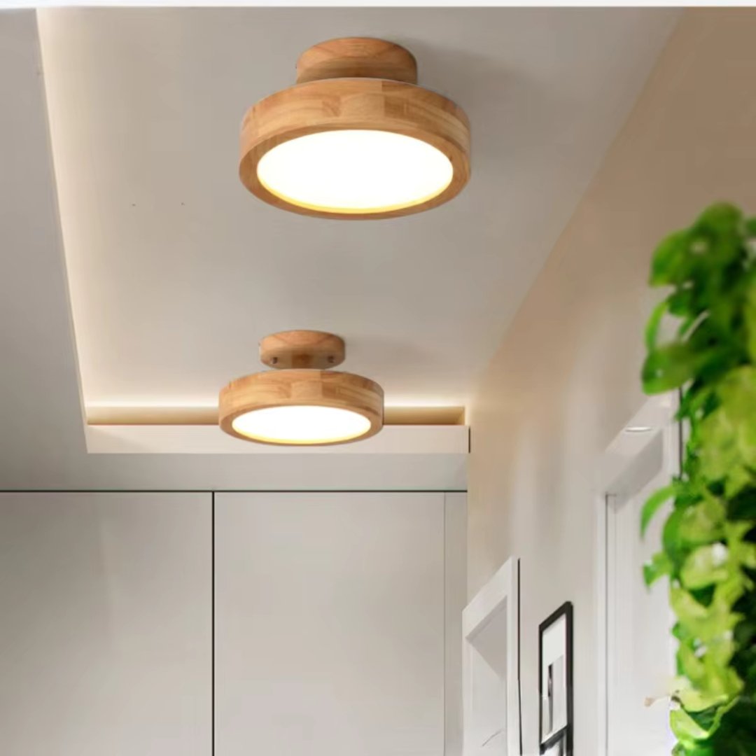 HeraLuxe™ Ronde Plafondlamp - Houten Design met LED Verlichting