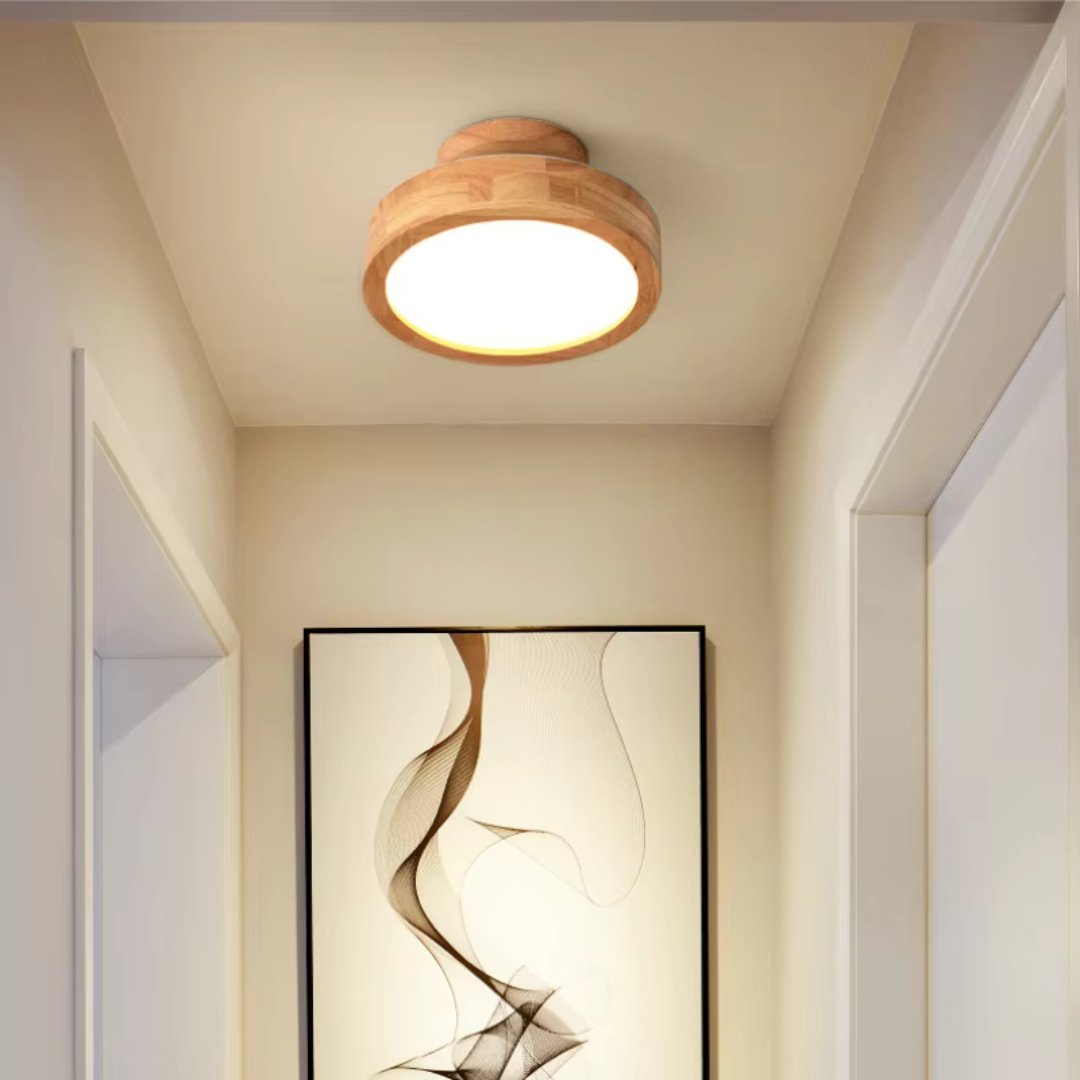 HeraLuxe™ Ronde Plafondlamp - Houten Design met LED Verlichting