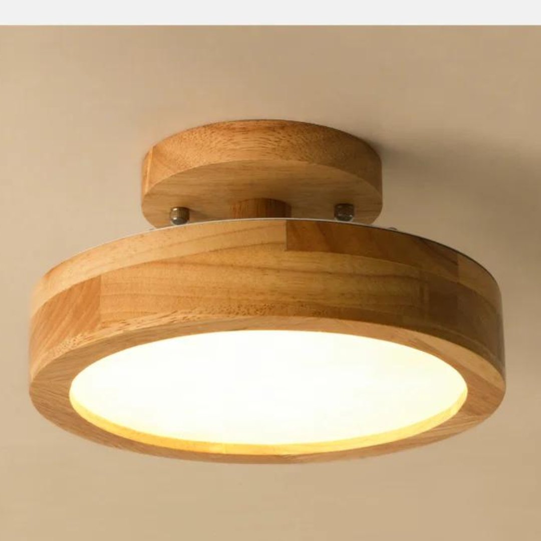 HeraLuxe™ Ronde Plafondlamp - Houten Design met LED Verlichting