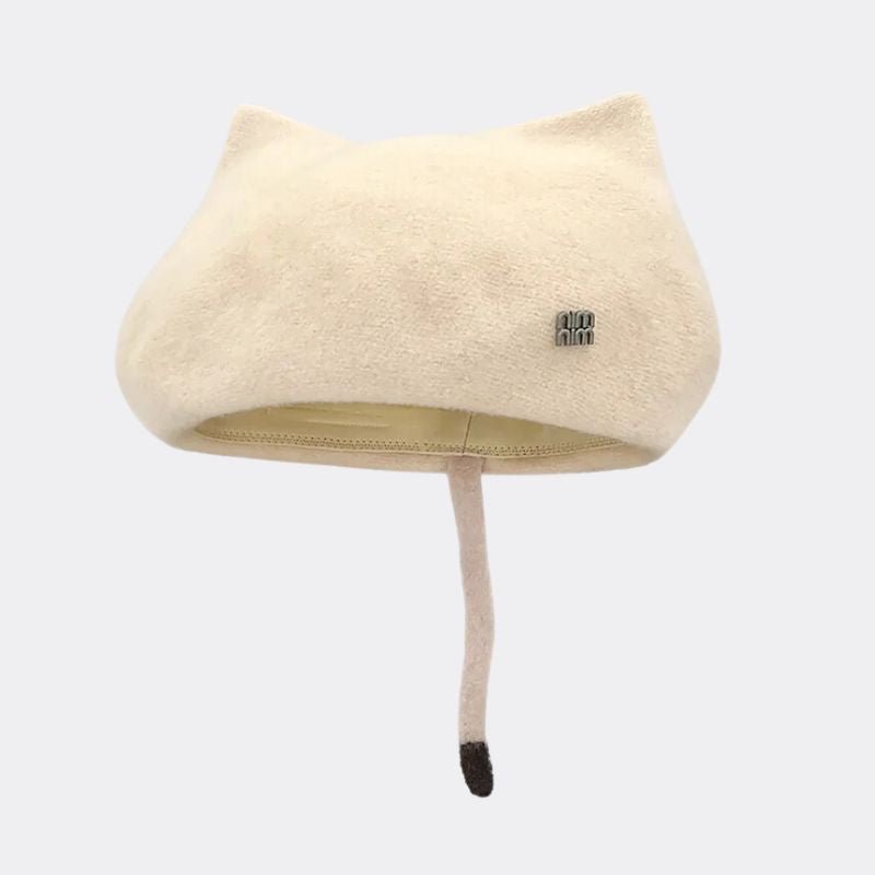 Bellise™ Wolvilten Baret - Elegante Dames Hoed met Speelse Kattenoren