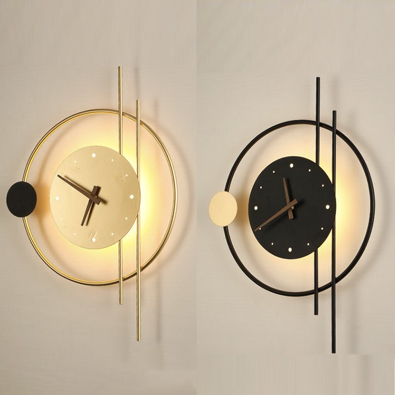 Arvello Moderne LED Wandklok - Zwart Goud - Stijlvolle Metalen Design Klok