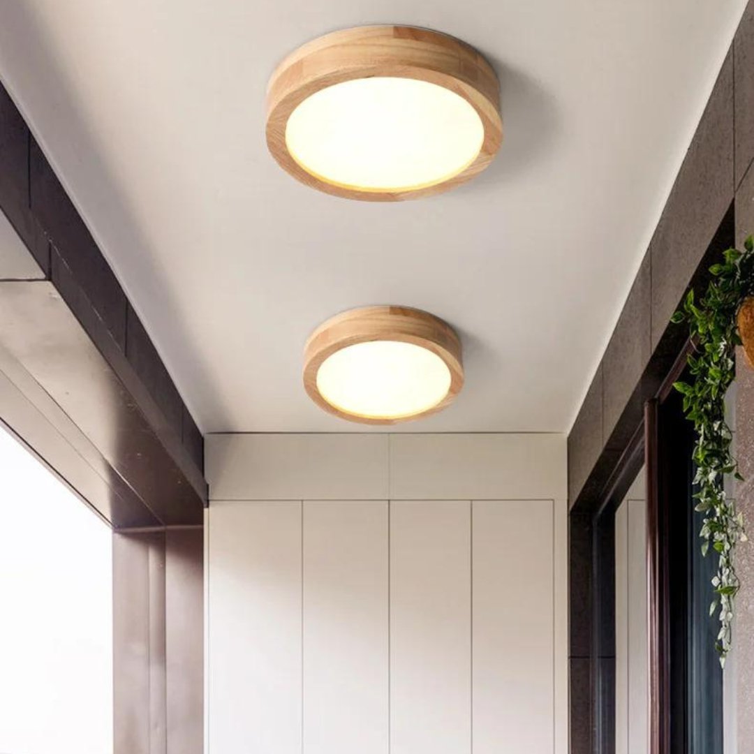 HeraLuxe™ Ronde Plafondlamp - Houten Design met LED Verlichting