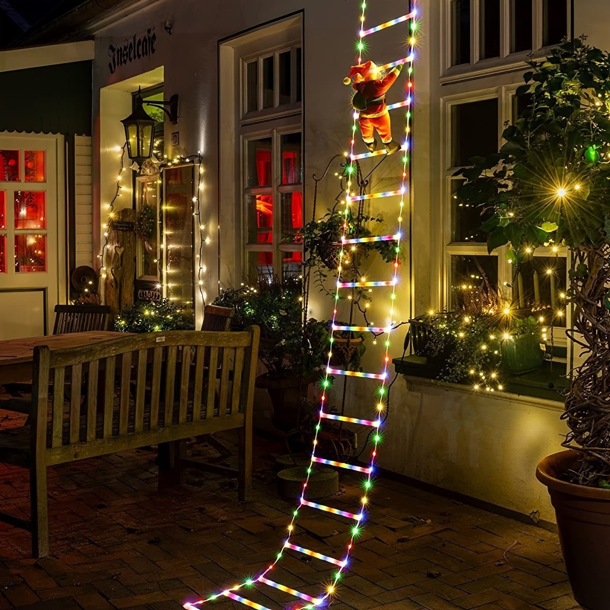 SantaClimb™ LED Ladder Kerstverlichting – Multicolor & Waterdicht – Perfect voor Binnen & Buiten