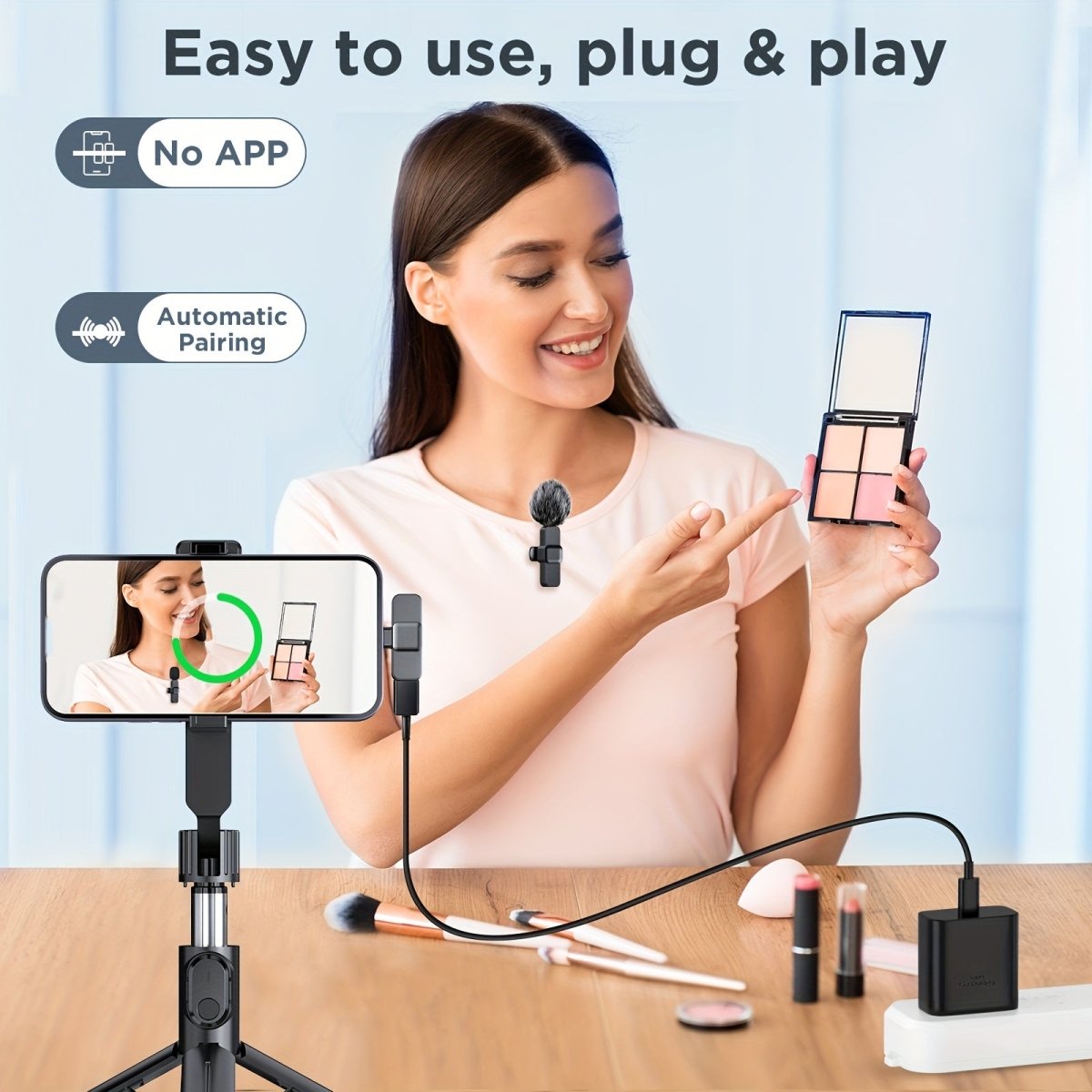 Draadloze Lavalier Microfoon voor Smartphone & Laptop - Clip-On Mic voor Vloggen, Streamen en Interviews