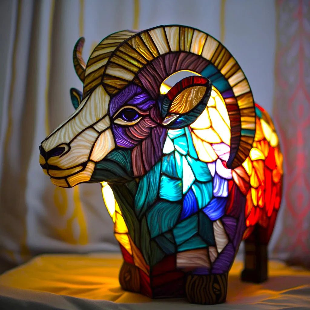 Elleph™ Kunst Tafellamp - Unieke Dierenlamp in Glas-in-Loodstijl