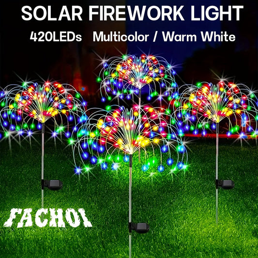 Solar Vuurwerk Tuinverlichting met 8 Modus LED's - Perfect voor Tuin, Pad en Feestdecoratie