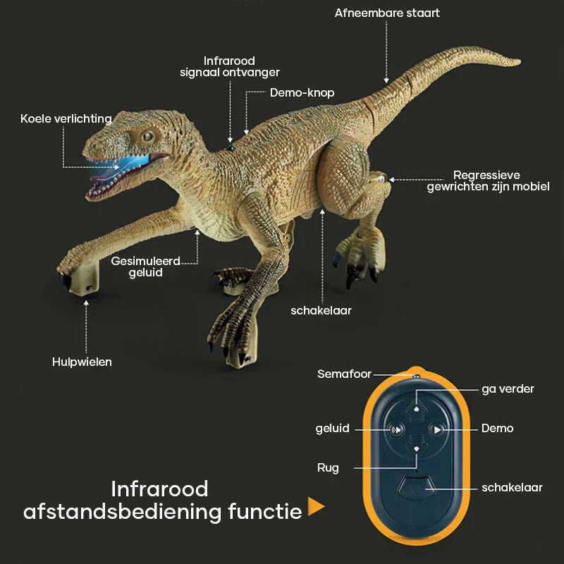 DinoRaptor™ Afstandsbedienbare Dinosaurus | Realistisch Speelgoed met Licht en Geluid