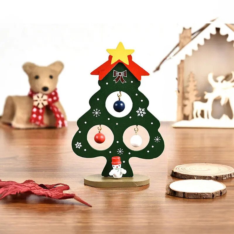 Houten Kerstboom Decoratie | Kerstversiering Voor Bureau en Tafel