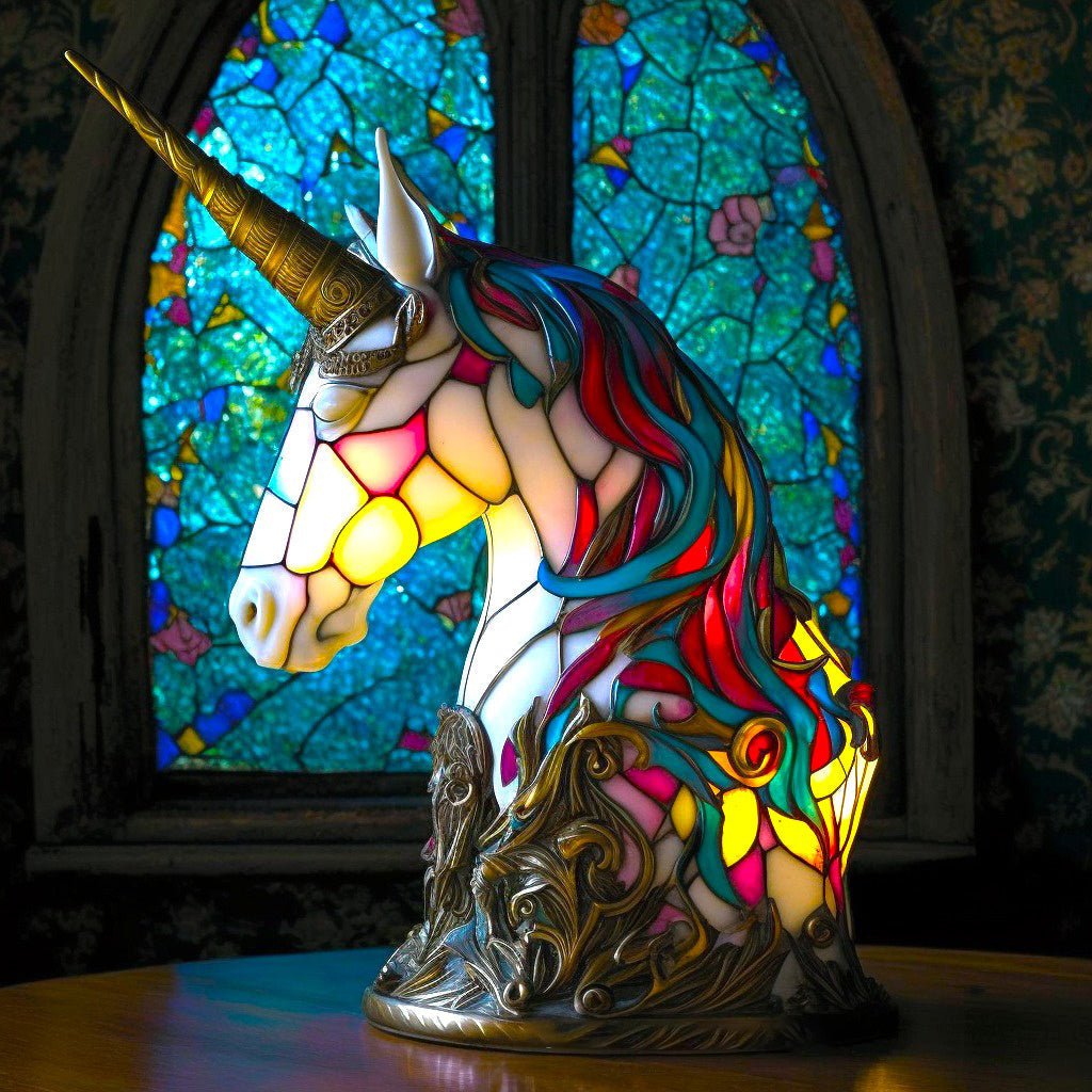 Elleph™ Kunst Tafellamp - Unieke Dierenlamp in Glas-in-Loodstijl