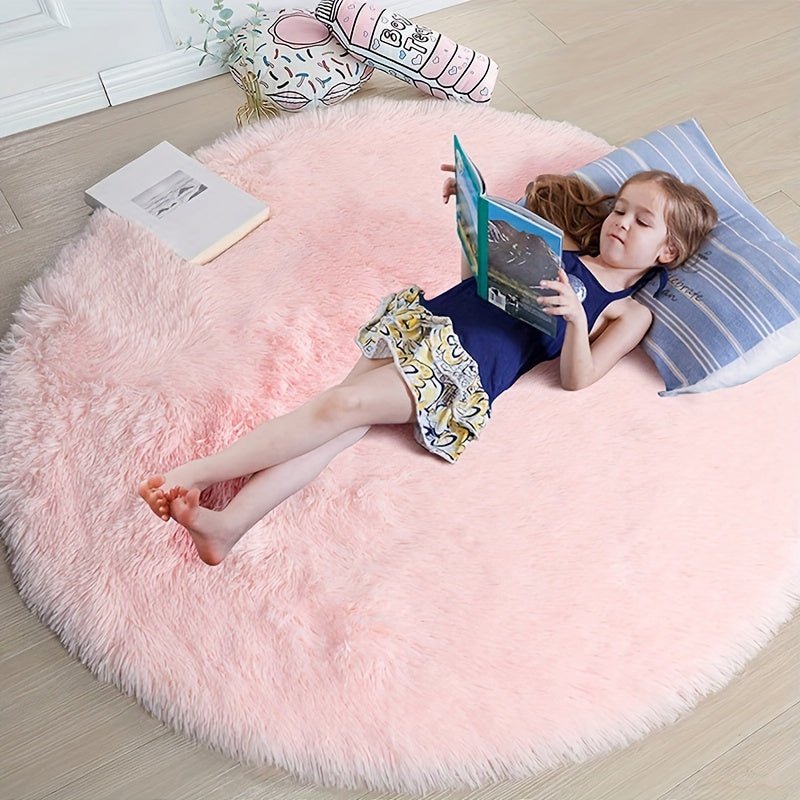 RoundSoft™ Fluffy Rond Vloerkleed – Zacht, Antislip & Wasbaar – Perfect voor Kinderkamer & Woonkamer