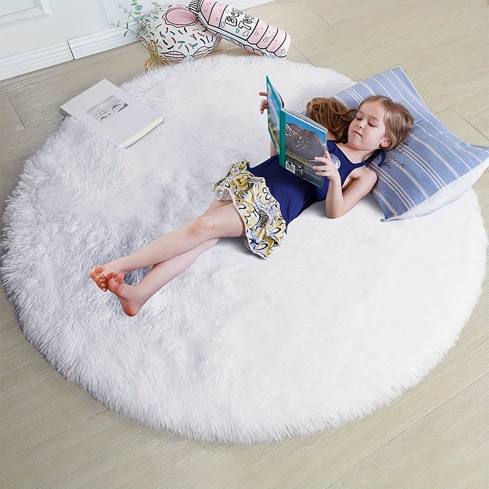 RoundSoft™ Fluffy Rond Vloerkleed – Zacht, Antislip & Wasbaar – Perfect voor Kinderkamer & Woonkamer