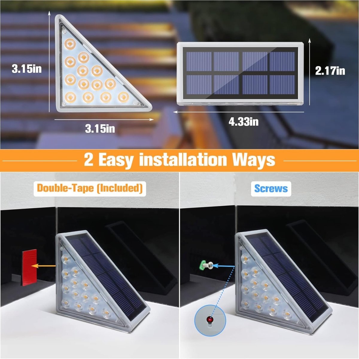 Waterdichte Solar LED Trapverlichting - Buitenverlichting voor Trappen, Paden en Terrassen