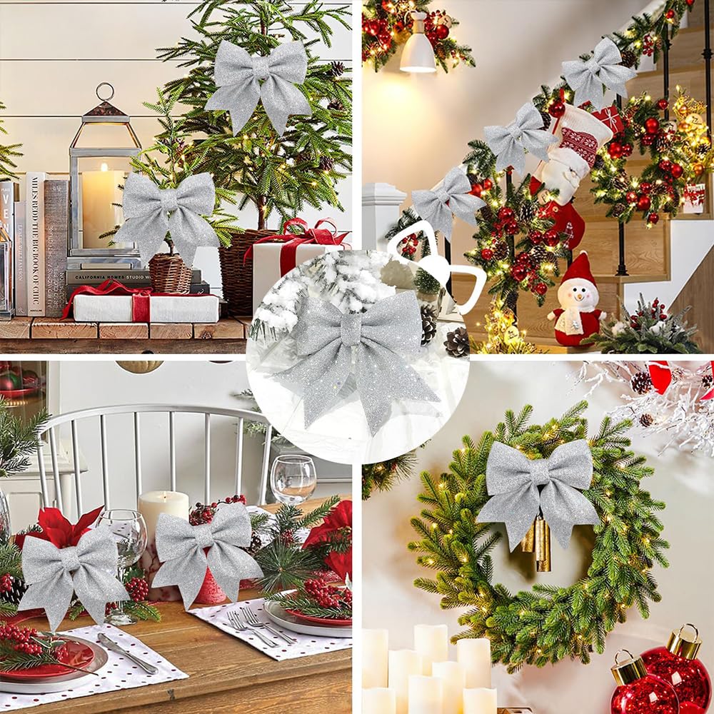 Festiva™ Rode Kerststrikken Set - Glinsterende Pailletten Strikken voor Kerstdecoratie (10 stuks)