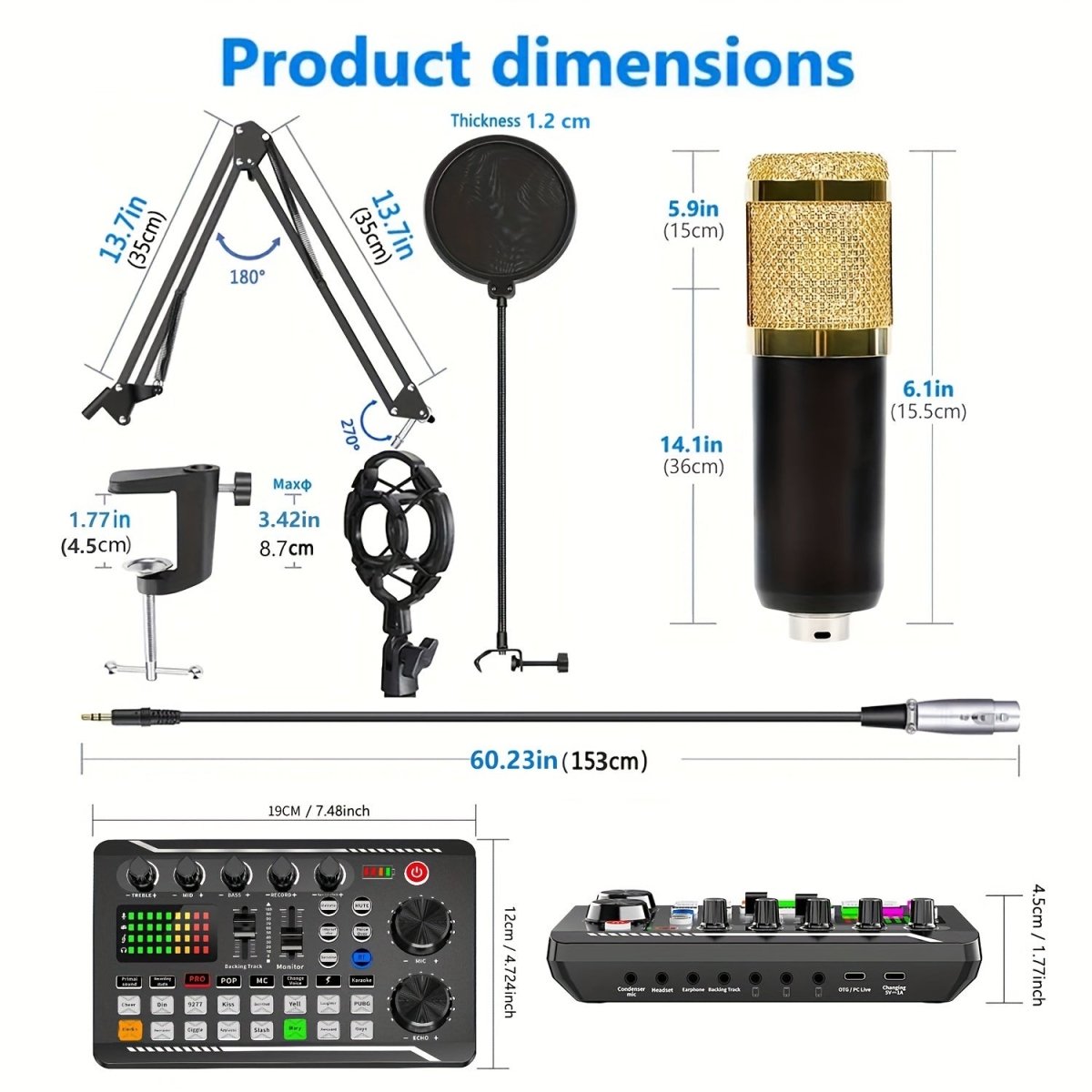 Complete Podcast Microfoon Set met Condensator Microfoon, Mixer en Armstand