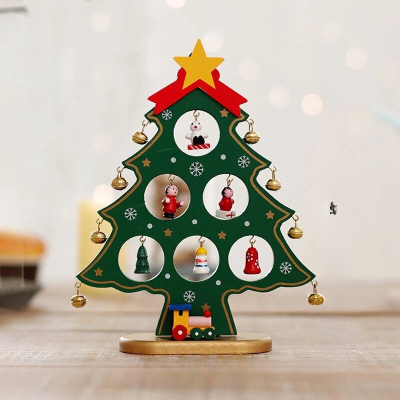 Houten Kerstboom Decoratie | Kerstversiering Voor Bureau en Tafel