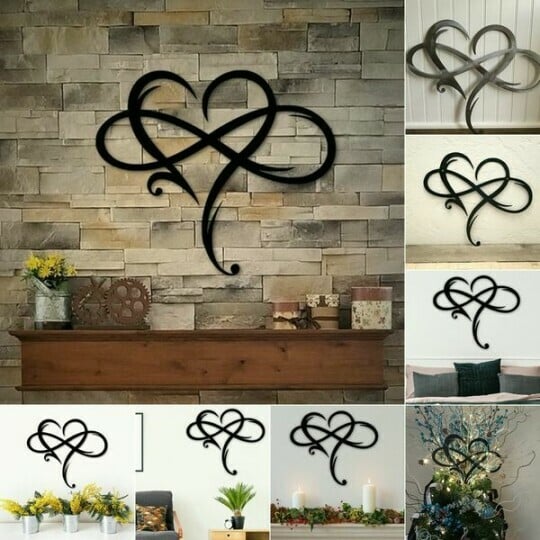 Infinity Hart Wanddecoratie - IJzeren Kunstwerk voor Romantische Sfeer