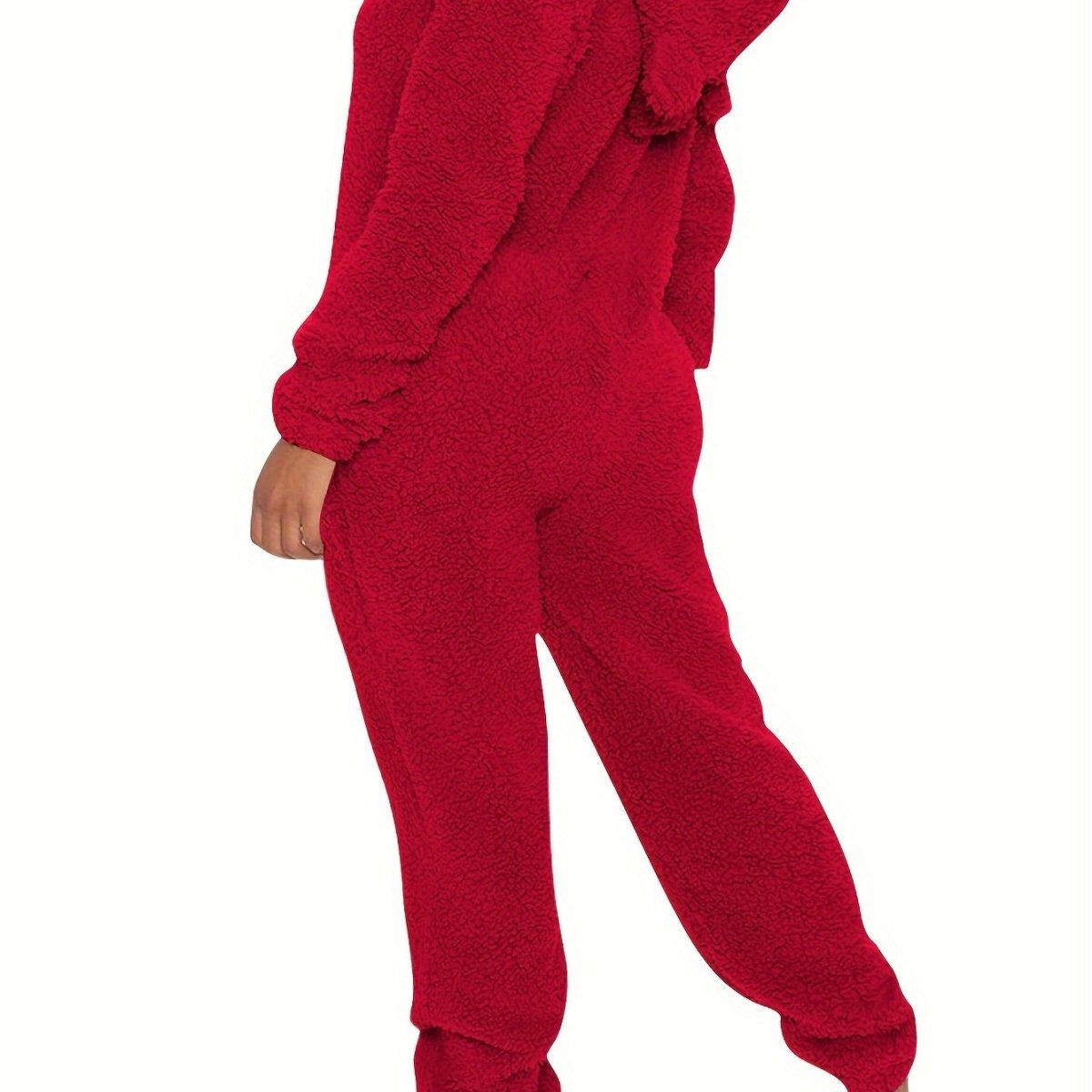 CozyCloud™ Fleece Pyjama Jumpsuit met Capuchon – Zachte Dames Onesie met Lange Mouwen en Rits