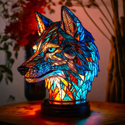 Elleph™ Kunst Tafellamp - Unieke Dierenlamp in Glas-in-Loodstijl