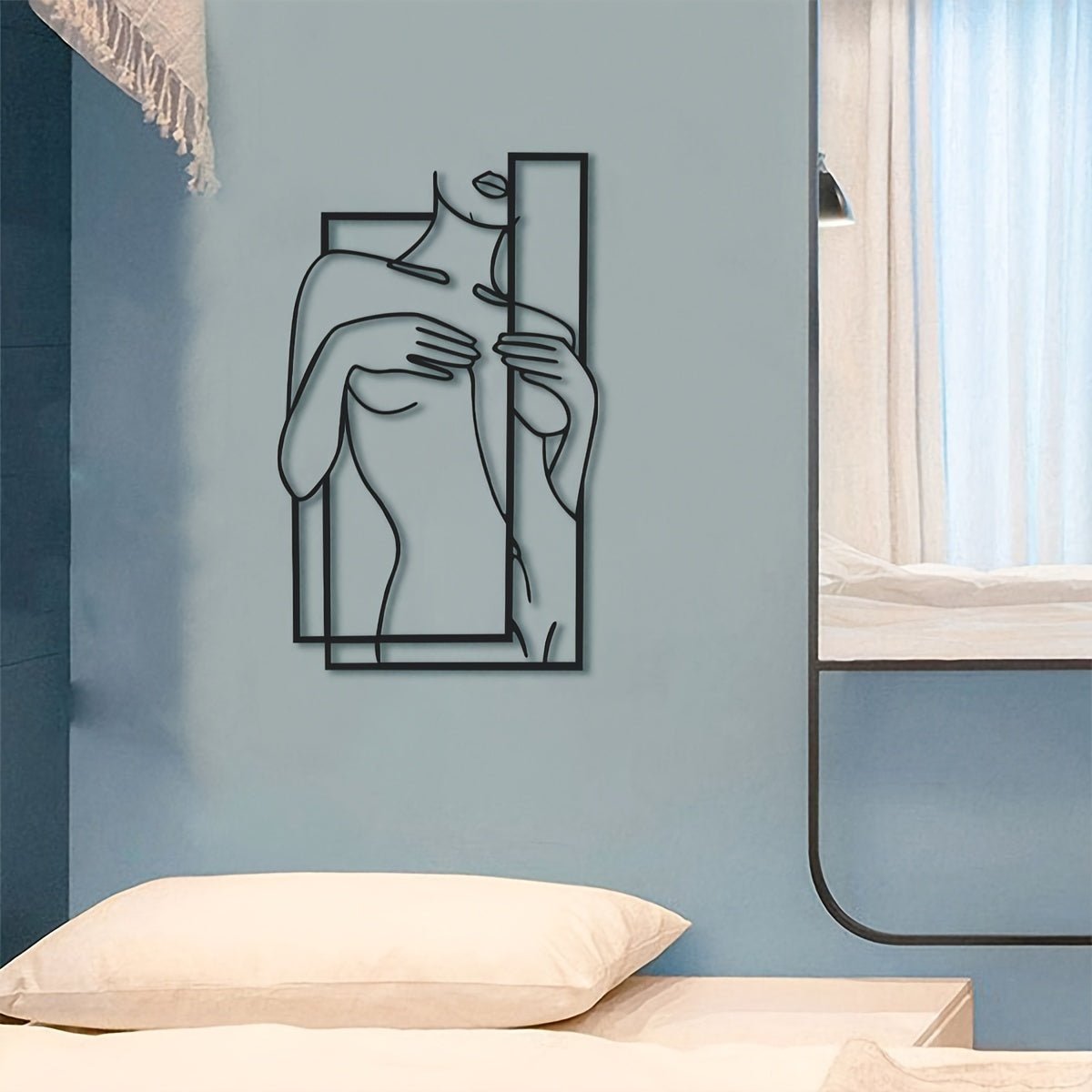 LineaArt Metalen Muurdecoratie - Moderne Minimalistische Wandkunst Voor Slaapkamer