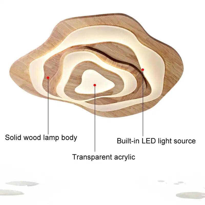 Moderne Houten LED Plafondlamp - Design Sfeerverlichting voor Woonkamer en Eetkamer