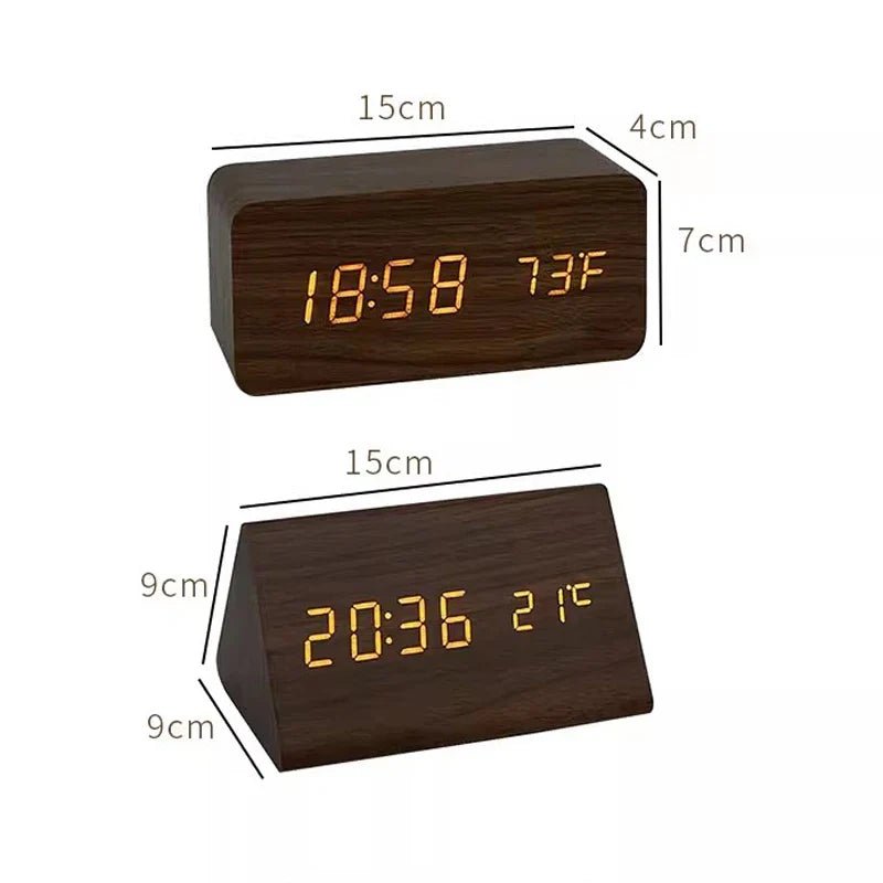 ZenClock Wekker - LED Display, Houtlook, Instelbare Alarmen en Helderheid