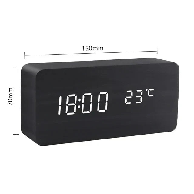 ZenClock Wekker - LED Display, Houtlook, Instelbare Alarmen en Helderheid