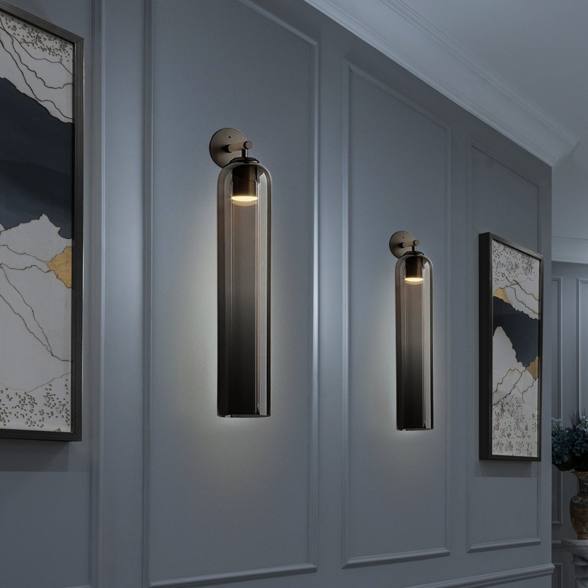 Moderne Wandlamp Glas en Messing - LED Sfeerverlichting voor Woonkamer en Hal