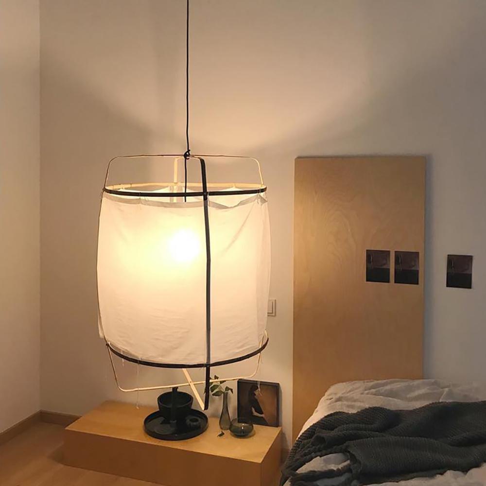 Boho Hanglamp Van Stof En Bamboe - Unieke Sfeerverlichting Voor Woonkamer en Eetkamer