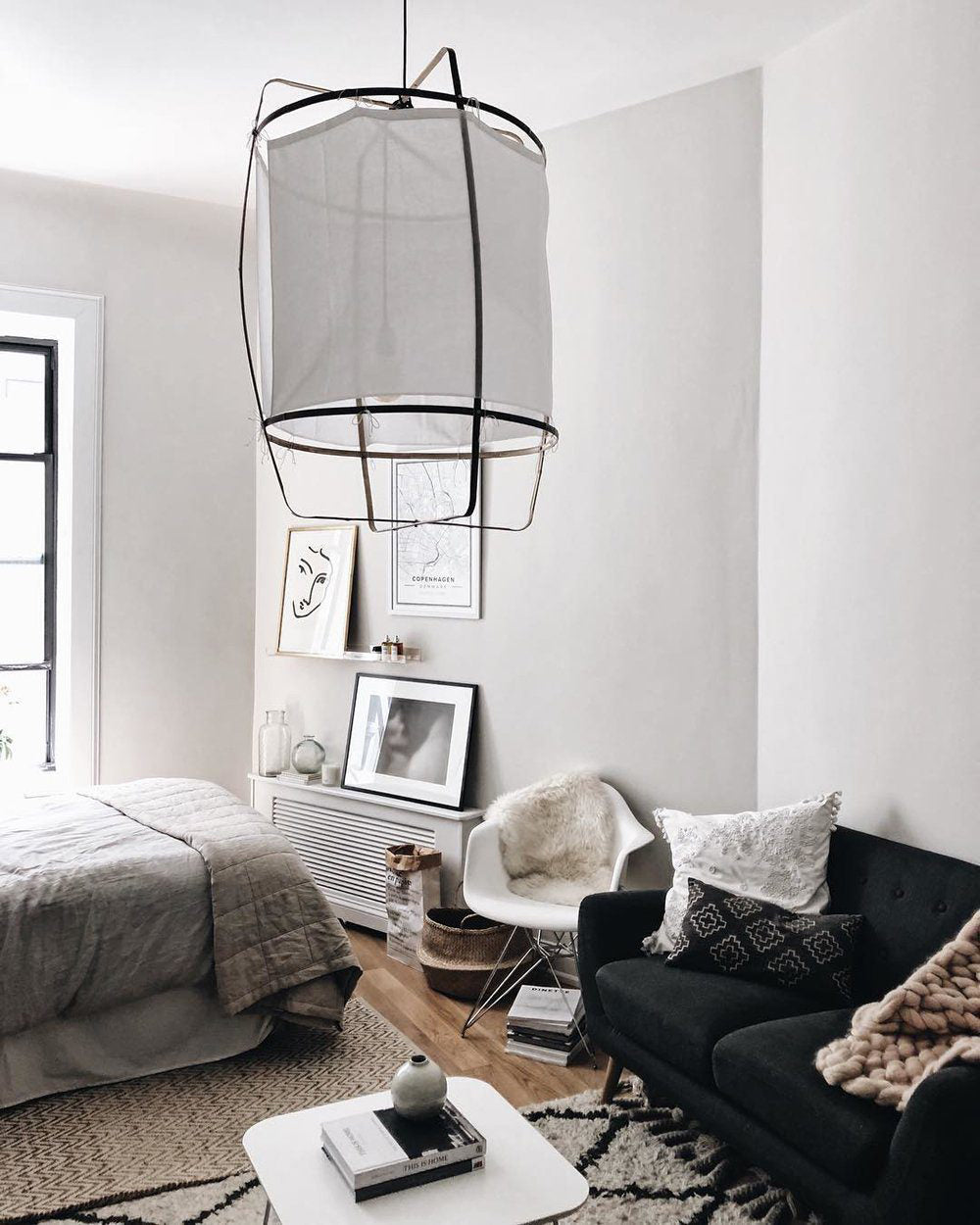 Boho Hanglamp Van Stof En Bamboe - Unieke Sfeerverlichting Voor Woonkamer en Eetkamer